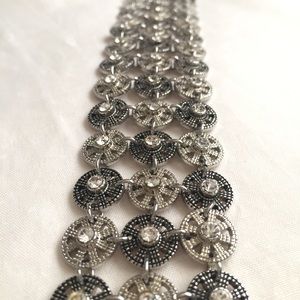Premier matte silver plated, crystal, 7" bracelet